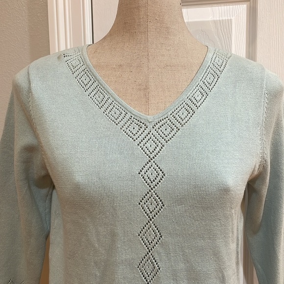 Jeanne Pierre petites sweater pull over 100% cotton green women’s size S small - Picture 2 of 10